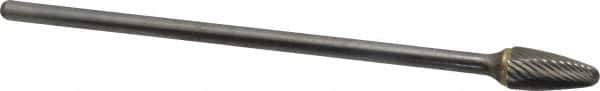 Atrax - 1/2" Cut Diam, 1/4" Shank Diam, Tree Head Single Cut Burr - Carbide, Radius End, 1" LOC, 7" OAL - Industrial Tool & Supply