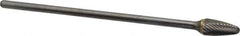 Atrax - 1/2" Cut Diam, 1/4" Shank Diam, Tree Head Single Cut Burr - Carbide, Radius End, 1" LOC, 7" OAL - Industrial Tool & Supply