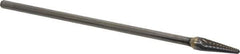 Atrax - 3/8" Cut Diam, 1/4" Shank Diam, Taper Head Single Cut Burr - Carbide, Radius End, 1-1/16" LOC, 7-1/16" OAL - Industrial Tool & Supply