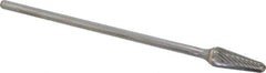Atrax - 1/2" Cut Diam, 1/4" Shank Diam, Taper Head Single Cut Burr - Carbide, Radius End, 1-1/8" LOC, 7-1/8" OAL - Industrial Tool & Supply