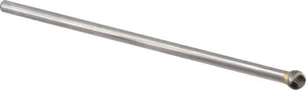 Atrax - 3/8" Cut Diam, 1/4" Shank Diam, Ball Head Single Cut Burr - Carbide, Radius End, 5/16" LOC, 6-5/16" OAL - Industrial Tool & Supply