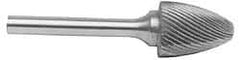 M.A. Ford - 1/4" Cut Diam, 1/8" Shank Diam, Tree with Radius Head Single Cut Burr - Carbide, Radius End, 1/2" LOC, 2" OAL - Industrial Tool & Supply
