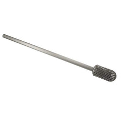 Atrax - 3/8" Cut Diam, 1/4" Shank Diam, Cylinder with Radius Head Double Cut Burr - Carbide, Radius End, 3/4" LOC, 6-3/4" OAL - Industrial Tool & Supply