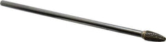 Atrax - 3/8" Cut Diam, 1/4" Shank Diam, Tree with Radius Head Double Cut Burr - Carbide, Radius End, 3/4" LOC, 6-3/4" OAL - Industrial Tool & Supply