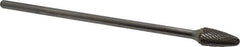 Atrax - 1/2" Cut Diam, 1/4" Shank Diam, Tree with Radius Head Double Cut Burr - Carbide, Radius End, 1" LOC, 7" OAL - Industrial Tool & Supply