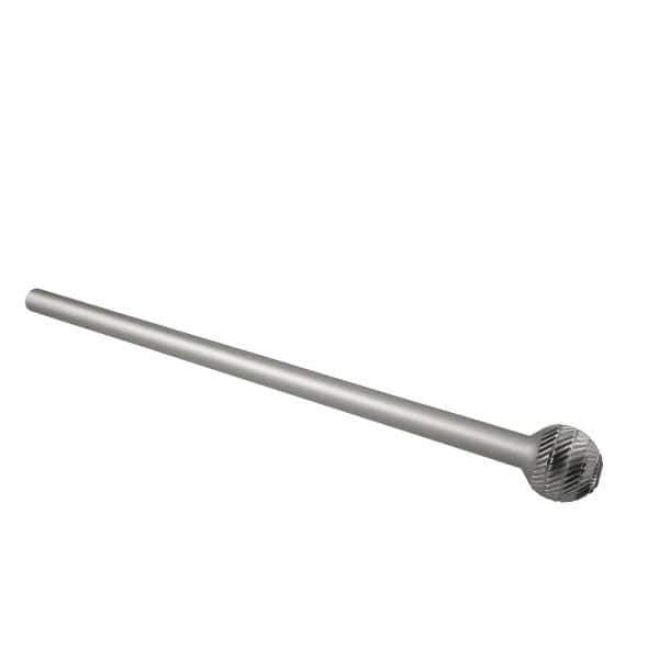 Atrax - 3/8" Cut Diam, 1/4" Shank Diam, Ball Head Double Cut Burr - Carbide, Radius End, 5/16" LOC, 6-5/16" OAL - Industrial Tool & Supply