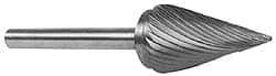 SGS Pro - 3/16" Cut Diam, 1/8" Shank Diam, Cone Head Double Cut Burr - Carbide, Point End, 1/2" LOC - Industrial Tool & Supply