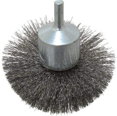 Weiler - 3" Brush Diam, Crimped, Flared End Brush - 1/4" Diam Shank, 16,000 Max RPM - Industrial Tool & Supply