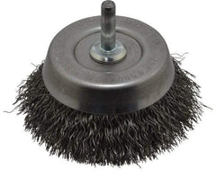 Weiler - 2-3/4" Diam, 1/4" Shank Diam, Steel Fill Cup Brush - 0.0118 Wire Diam, 7/8" Trim Length, 6,000 Max RPM - Industrial Tool & Supply