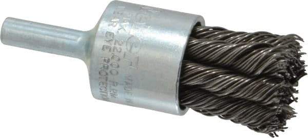 Weiler - 3/4" Brush Diam, Knotted, End Brush - 1/4" Diam Shank, 22,000 Max RPM - Industrial Tool & Supply