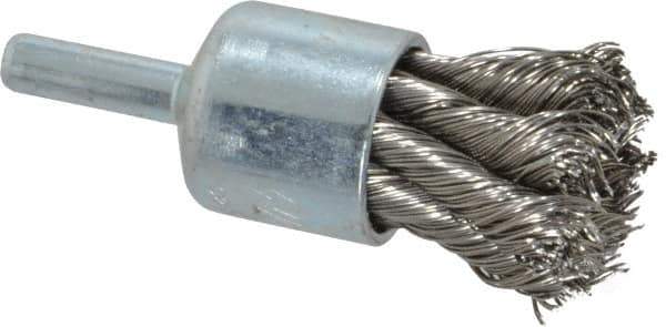 Weiler - 3/4" Brush Diam, Knotted, End Brush - 1/4" Diam Shank, 22,000 Max RPM - Industrial Tool & Supply