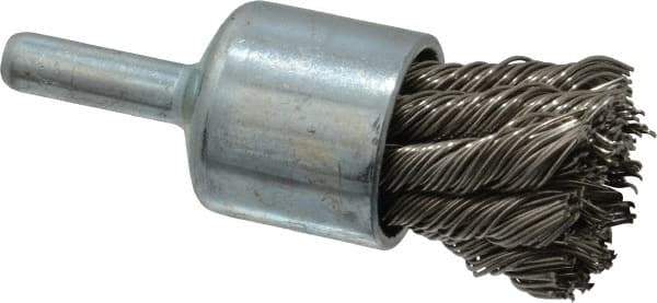 Weiler - 3/4" Brush Diam, Knotted, End Brush - 1/4" Diam Shank, 22,000 Max RPM - Industrial Tool & Supply