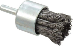Weiler - 1-1/8" Brush Diam, Knotted, End Brush - 1/4" Diam Shank, 22,000 Max RPM - Industrial Tool & Supply