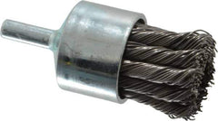 Weiler - 1-1/8" Brush Diam, Knotted, End Brush - 1/4" Diam Shank, 22,000 Max RPM - Industrial Tool & Supply