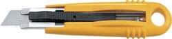 Olfa - Retractable Utility Knife - 2-7/8" Blade, Yellow Plastic/Stainless Steel Handle, 1 Blade Included - Industrial Tool & Supply