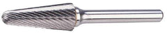 SGS Pro - 5/8" Cut Diam, 1/4" Shank Diam, Taper Head Double Cut Burr - Carbide, Radius End, 1-5/16" LOC - Industrial Tool & Supply
