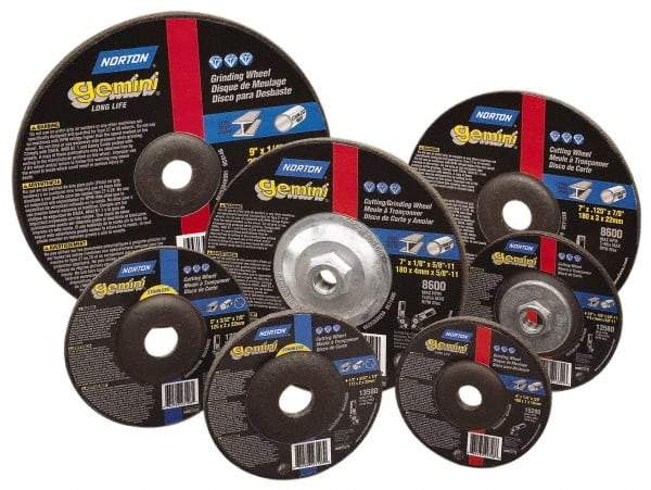 Norton - 24 Grit, 6" Wheel Diam, 1/8" Wheel Thickness, 7/8" Arbor Hole, Type 27 Depressed Center Wheel - Aluminum Oxide, 10,185 Max RPM, Compatible with Angle Grinder - Industrial Tool & Supply