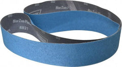 Norton - 2-1/2" Wide x 60" OAL, 60 Grit, Zirconia Alumina Abrasive Belt - Zirconia Alumina, Medium, Coated, Y Weighted Cloth Backing, Dry, Series R821 - Industrial Tool & Supply
