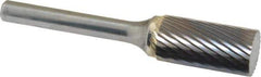 Atrax - 1/2" Cut Diam, 6mm Shank Diam, Cylinder Head Single Cut Burr - Carbide, Flat End, 1" LOC, 2-3/4" OAL - Industrial Tool & Supply