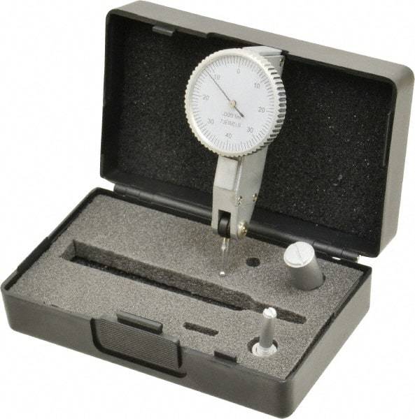 Value Collection - 0.008 Inch Range, 0.0001 Inch Dial Graduation, Horizontal Dial Test Indicator - 1.26 Inch White Dial, 0-40-0 Dial Reading - Industrial Tool & Supply