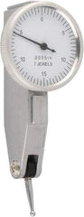 Value Collection - 0.03 Inch Range, 0.0005 Inch Dial Graduation, Horizontal Dial Test Indicator - 1.26 Inch White Dial, 0-15-0 Dial Reading - Industrial Tool & Supply
