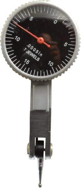 Value Collection - 0.03 Inch Range, 0.0005 Inch Dial Graduation, Horizontal Dial Test Indicator - 1.26 Inch Black Dial, 0-15-0 Dial Reading - Industrial Tool & Supply