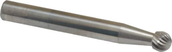 Atrax - 1/4" Cut Diam, 6mm Shank Diam, Ball Head Single Cut Burr - Carbide, Radius End, 1/4" LOC, 2" OAL - Industrial Tool & Supply