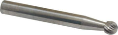 Atrax - 1/4" Cut Diam, 6mm Shank Diam, Ball Head Single Cut Burr - Carbide, Radius End, 1/4" LOC, 2" OAL - Industrial Tool & Supply