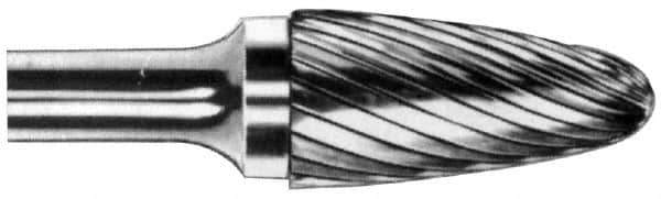 M.A. Ford - 1/4" Cut Diam, 1/4" Shank Diam, Tree with Radius Head Single Cut Burr - Carbide, Radius End, 5/8" LOC, 2" OAL - Industrial Tool & Supply