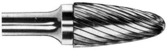 M.A. Ford - 3/8" Cut Diam, 1/4" Shank Diam, Tree with Radius Head Double Cut Burr - Carbide, Radius End, 3/4" LOC, 2-3/4" OAL - Industrial Tool & Supply