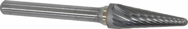 Made in USA - 3/8" Cut Diam, 6mm Shank Diam, Cone Head Single Cut Burr - Carbide, 1-1/16" LOC, 2-13/16" OAL - Industrial Tool & Supply