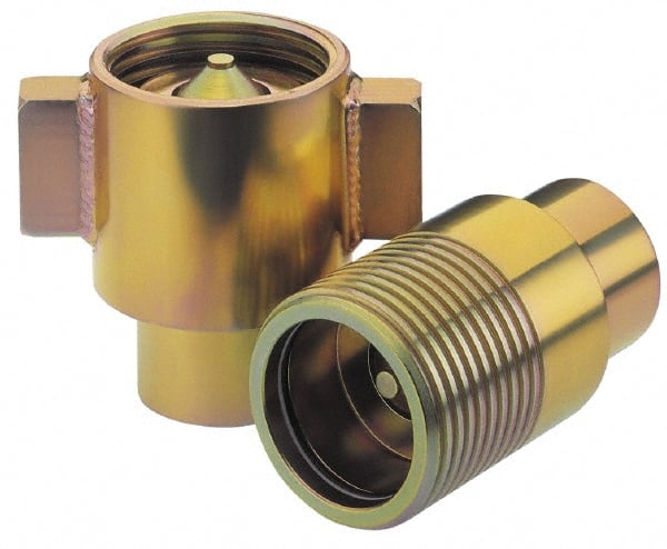Parker - 1-1/2 Inch NPT Steel Hydraulic Hose Valved Nipple - Industrial Tool & Supply