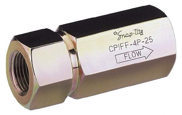 Parker - 1/4 Thread Steel Hydraulic Hose Check - 5,000 psi, 3 GPM - Industrial Tool & Supply