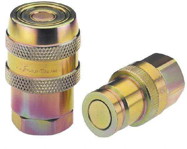Parker - 3/8 Thread Stainless Steel Hydraulic Hose Valved Coupler - 5,000 psi, 12 GPM - Industrial Tool & Supply