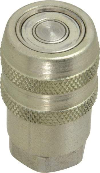 Parker - 1/4 Thread Steel Hydraulic Hose Valved Coupler - 10,000 psi, 6 GPM - Industrial Tool & Supply
