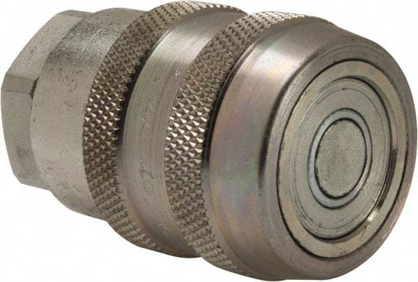 Parker - 3/8 Thread Steel Hydraulic Hose Valved Coupler - 10,000 psi, 12 GPM - Industrial Tool & Supply