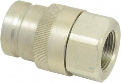 Parker - 1 Thread Steel Hydraulic Hose Valved Coupler - 7,500 psi, 90 GPM - Industrial Tool & Supply