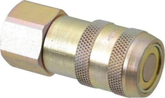 Parker - 1/2 Thread Steel Hydraulic Hose Valved Coupler - 3,000 psi, 20 GPM - Industrial Tool & Supply