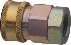 Parker - 1-1/2 Thread Stainless Steel Hydraulic Hose Valved Coupler - 1,500 psi, 175 GPM - Industrial Tool & Supply