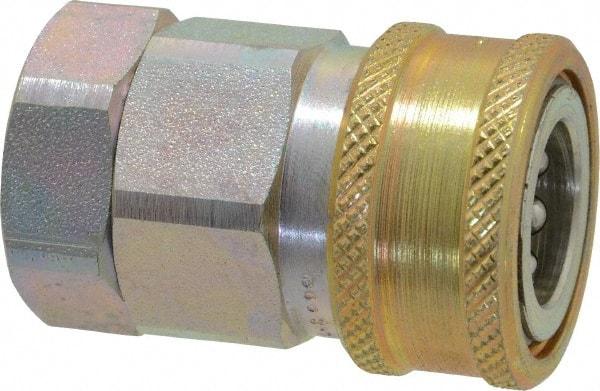 Parker - 1/2 Thread Steel Hydraulic Hose Valved Coupler - 4,000 psi, 30 GPM - Industrial Tool & Supply