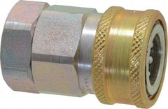 Parker - 1/2 Thread Steel Hydraulic Hose Valved Coupler - 4,000 psi, 30 GPM - Industrial Tool & Supply