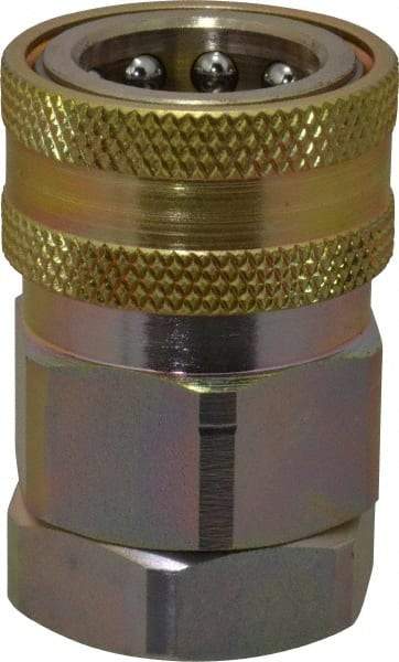 Parker - 3/4 Thread Steel Hydraulic Hose Valved Coupler - 3,500 psi, 52 GPM - Industrial Tool & Supply