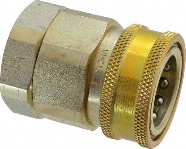 Parker - 1 Thread Steel Hydraulic Hose Valved Coupler - 2,000 psi, 80 GPM - Industrial Tool & Supply