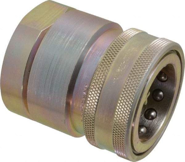 Parker - 1-1/2 Thread Steel Hydraulic Hose Valved Coupler - 1,500 psi, 175 GPM - Industrial Tool & Supply
