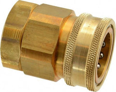Parker - 1 Thread Brass Hydraulic Hose Valved Coupler - 1,750 psi, 80 GPM - Industrial Tool & Supply