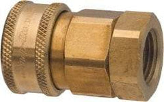 Parker - 1-1/4 Thread Brass Hydraulic Hose Valved Coupler - 350 psi, 120 GPM - Industrial Tool & Supply