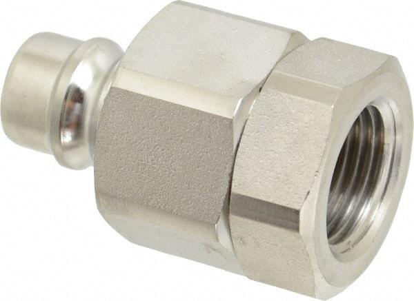 Parker - 1/2 Thread Stainless Steel Hydraulic Hose Valved Coupler - 3,750 psi, 30 GPM - Industrial Tool & Supply