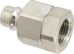 Parker - 1/2 Thread Stainless Steel Hydraulic Hose Valved Coupler - 3,750 psi, 30 GPM - Industrial Tool & Supply