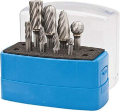 Made in USA - 8 Piece, 1/4" Shank Burr Set - Tungsten Carbide, Multiple Head Shape - Industrial Tool & Supply