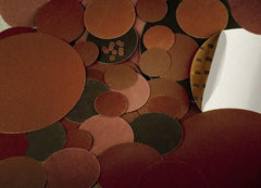 Made in USA - 8" Diam, 120 Grit Aluminum Oxide Adhesive PSA Disc - Fine Grade, Red, Cloth Backing, Flexible - Industrial Tool & Supply